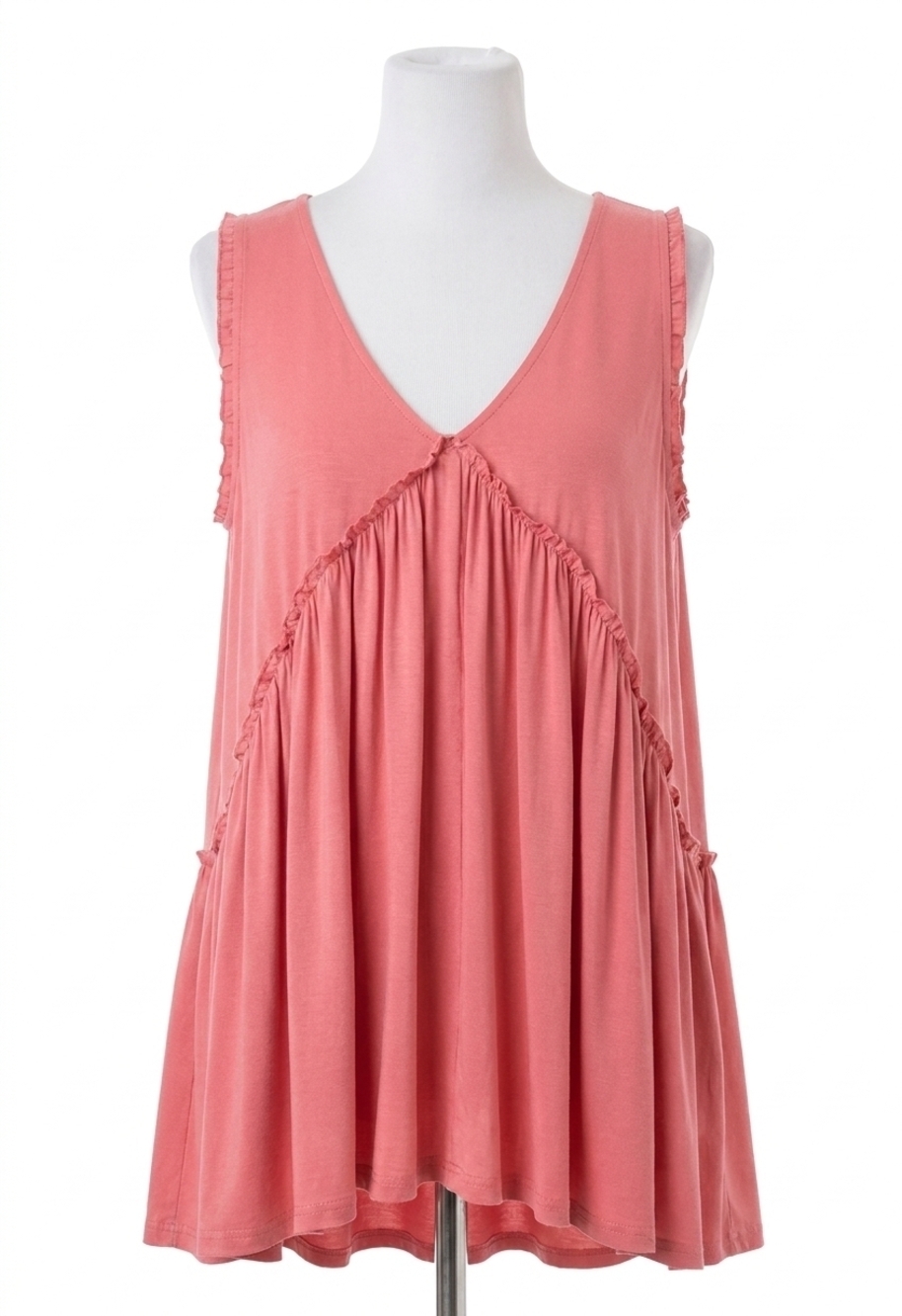NEW KORI frilly swing tank top in blush